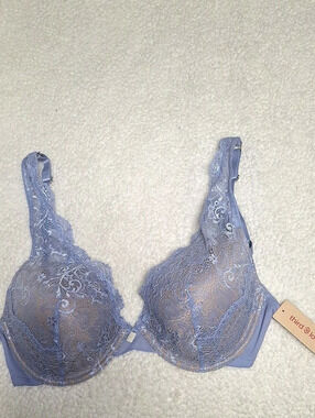 Third Love Lace 24/7 Contour Plunge Bra Lace Plunge Bra in Blue Size 36D NWT